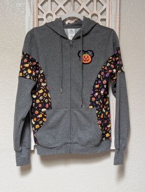 Disney Parks Full Zip Hoodie Womens XS Halloween Walt Disney World Jacket Grey